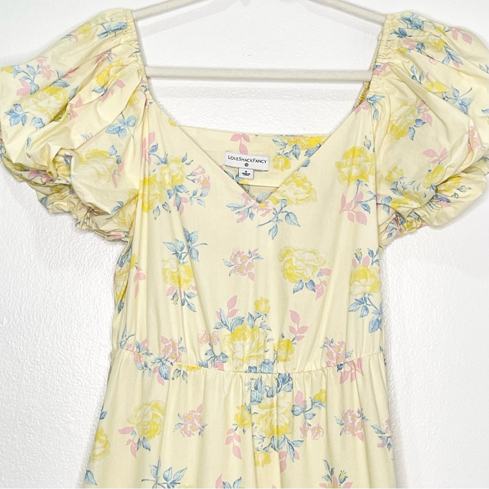 LoveShackFancy x Target Yellow Puff Sleeve Maxi Dress Size 6 - Picture 3 of 8